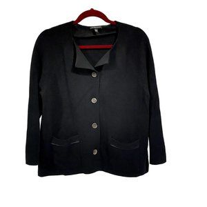 Eileen‎ Fisher Black Silk Organic Blend Cardigan Size PL